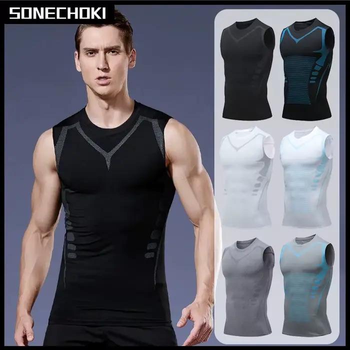 Débardeur de Compression pour hommes, chemise de gymnastique sans manches, impression à séchage rapi