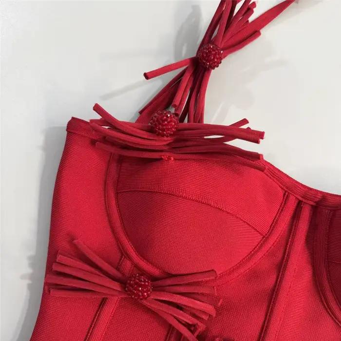 2025 nouveauté mode fleurs femmes Sexy haut à licou Mini jupe ensembles de bandes moulante deux pièc
