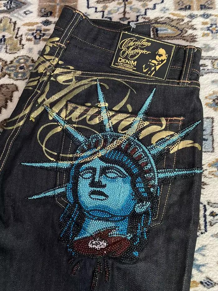 Vêtements pour femmes Harajuku Y2k années 2000, jeans vintage Statue de la Liberté, jeans décontract