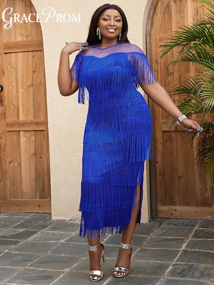 Nouvelles robes africaines pour femmes, robe longue élégante à manches courtes et à franges, livrais