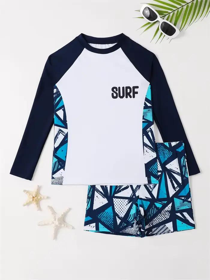 Garçon maillot de bain 2026 nouveau solide et imprimé à manches longues maillots de bain pour enfant