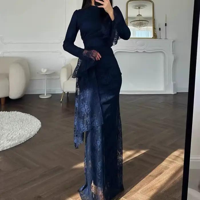 Robe de soirée élégante en dentelle brodée pour femme, collection Printemps-Été, style décontracté d