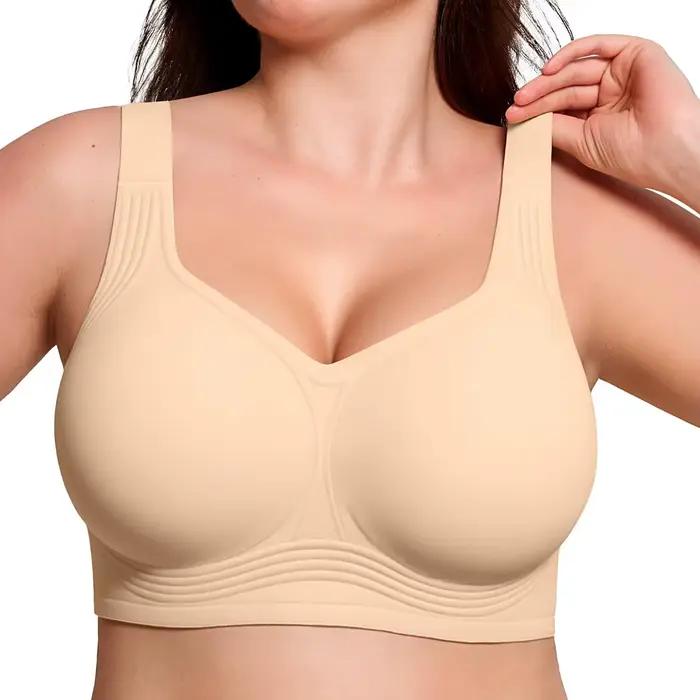 Soutien-gorge Push Up lisse et col en V pour femmes, sans couture, amovible, rembourré, doux, confor