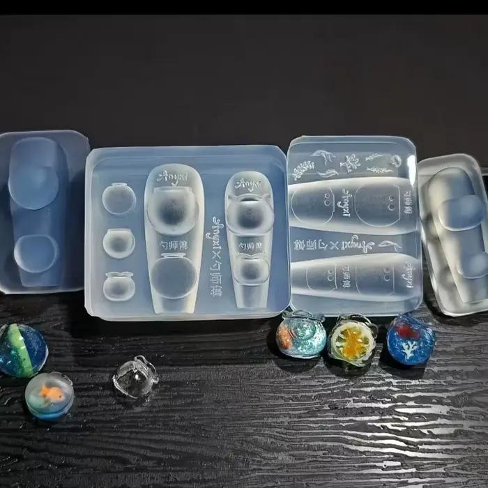 Moule 3D Transparent pour Nail Art, boule de cristal, avec étoiles, cœurs, flocons de neige et nœud 