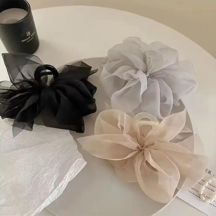 Élégante pince à cheveux en maille avec nœud pour queue de cheval et tresses, accessoire capillaire 
