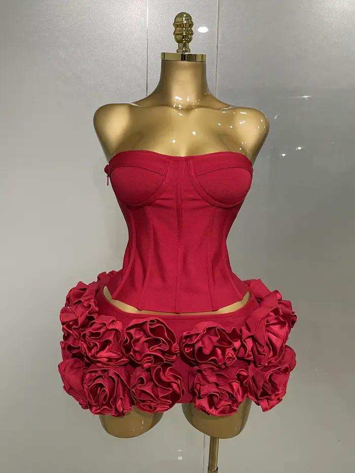 2025 femmes Sexy bretelles robe de bal mode célébrité Club fête jupe ensemble anniversaire Cocktail 
