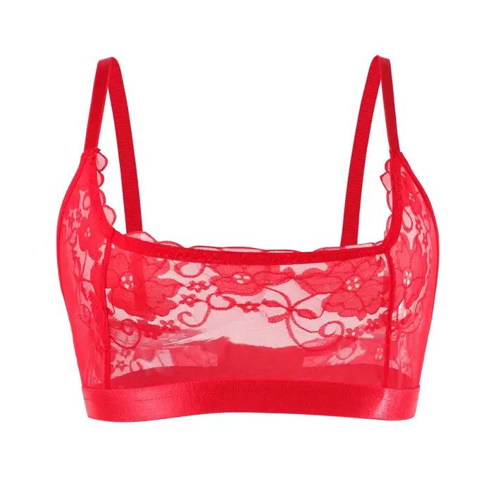 Femmes Lingerie pure dentelle florale sans fil sans coussinet soutien-gorge sous-vêtements sangle ré
