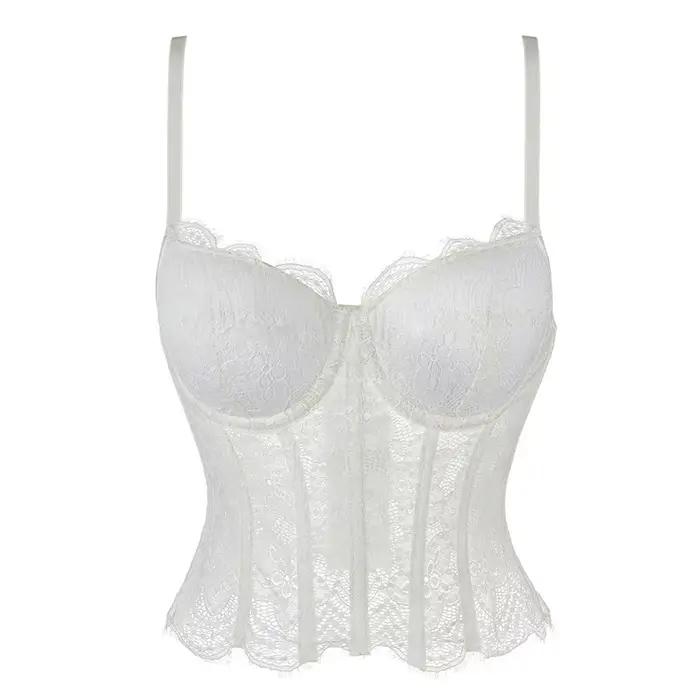 Débardeur Chic et Doux en Dentelle, Crop Top Basique Ajusté, Corset Bustier Sexy, Tops Vintage pour 
