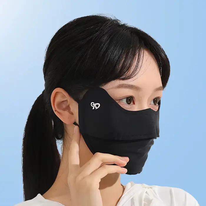 Écharpe de Protection solaire pour le visage, masque fin en soie glacée, voile de couverture d'été, 
