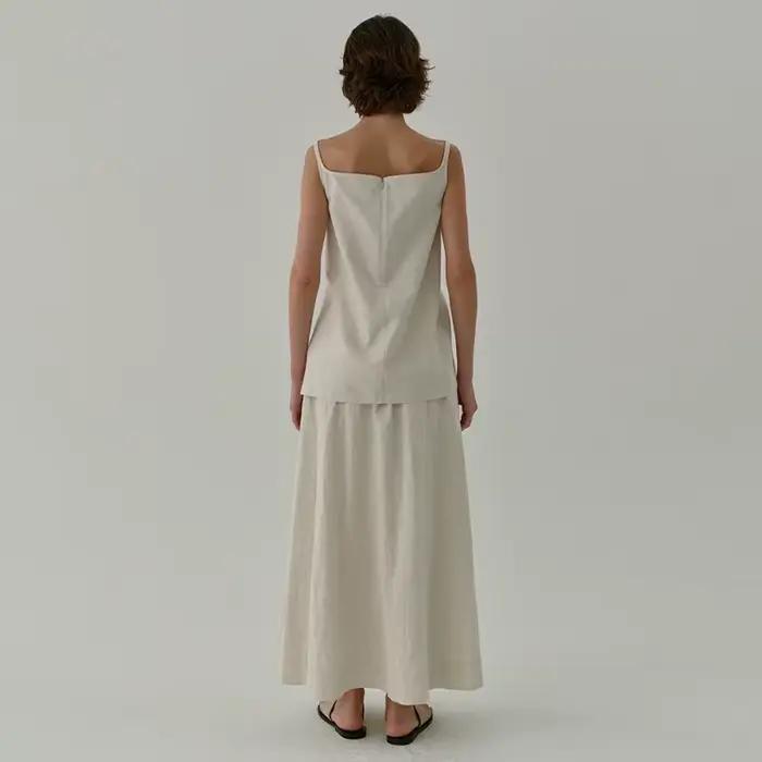 Jupe Chic en lin Vintage fendue sur le côté pour femmes, couleur unie, coton et lin, nouvelles jupes