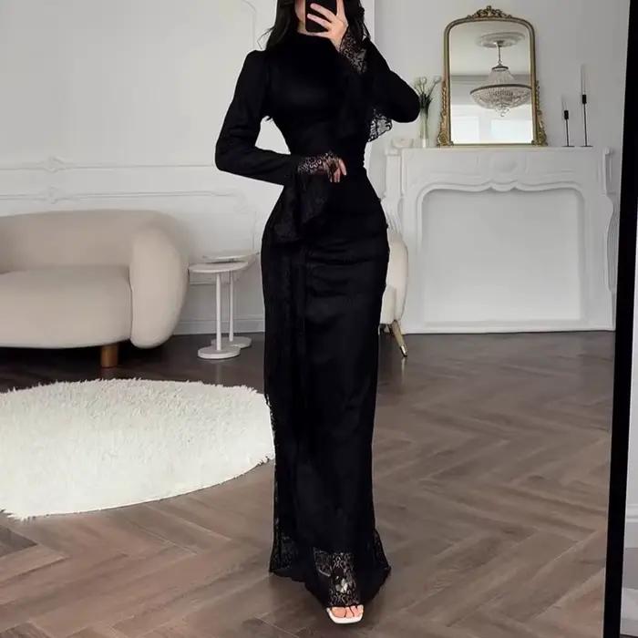Robe de soirée élégante en dentelle brodée pour femme, collection Printemps-Été, style décontracté d