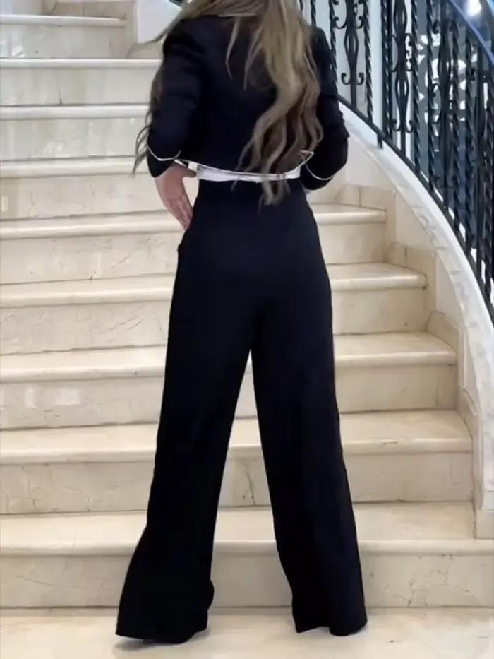 Missuoo Urban femme 2025 nouveau pantalon de banlieue ensemble col cranté veste et côté boutonné tai