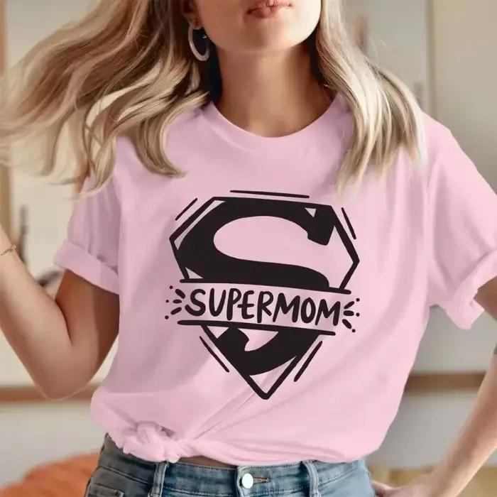 T-shirt Fête des Mères Super Maman Super-héroïne, Hauts pour Femmes, Vêtements pour Femmes, T-shirt 