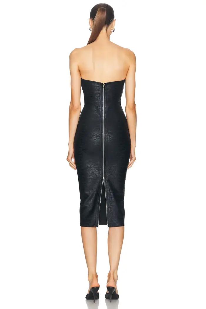 Robe à bandes moulante sans bretelles pour femmes, couleur feuille noire, Sexy, mode, soirée, fête d