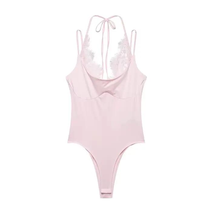 Combinaison rose sexy pour femme, idéale pour les soirées en boîte de nuit, combinaison moulante san