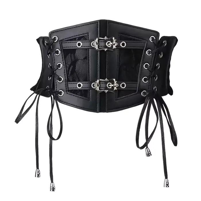 Ceintures corset rétro pour femmes, boucle ardillon, dentelle élastique et Style gothique, corde à c