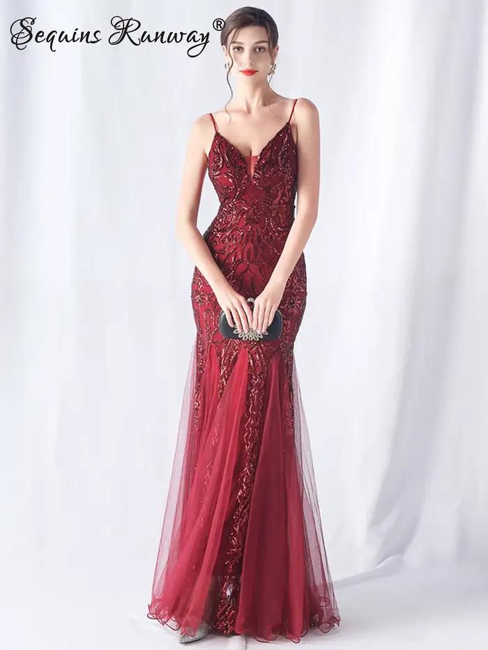 Robes de soirée longues élégantes et sexy pour femmes 2026, robes de fête d'anniversaire en maille p