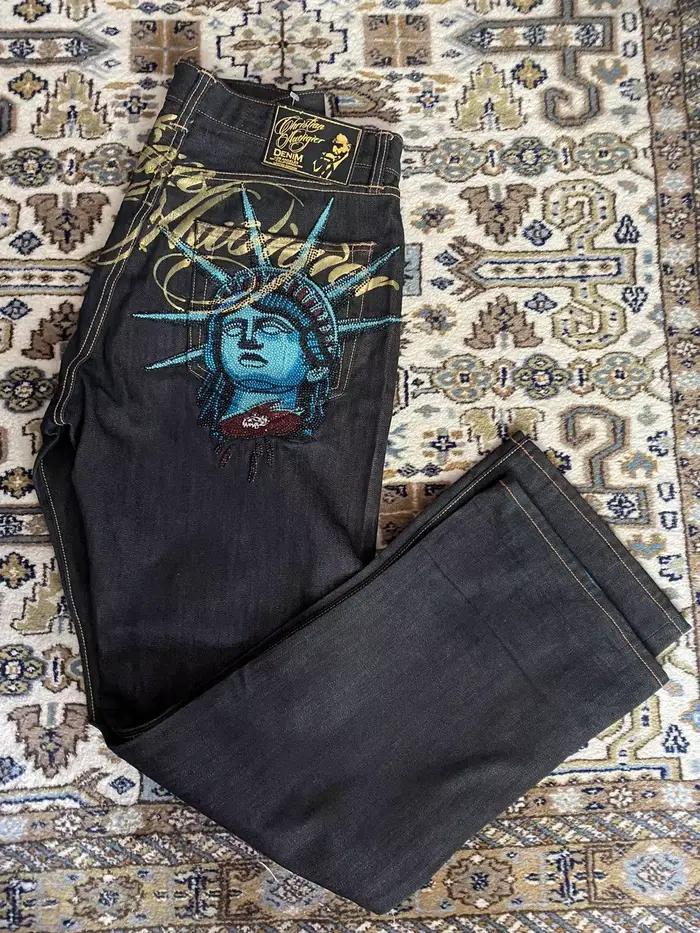 Vêtements pour femmes Harajuku Y2k années 2000, jeans vintage Statue de la Liberté, jeans décontract