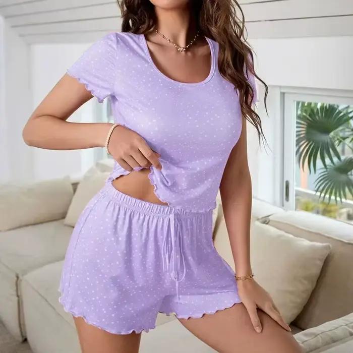 Pyjama sexy pour femme, pyjama avec pantalon, pyjama pour femmes sexy à manches courtes, vêtements d
