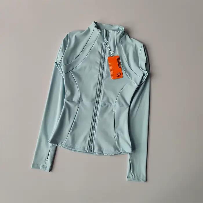 Veste de sport pour femmes, fermeture éclair, Fitness, Yoga, chemise d'entraînement, manteaux de cou