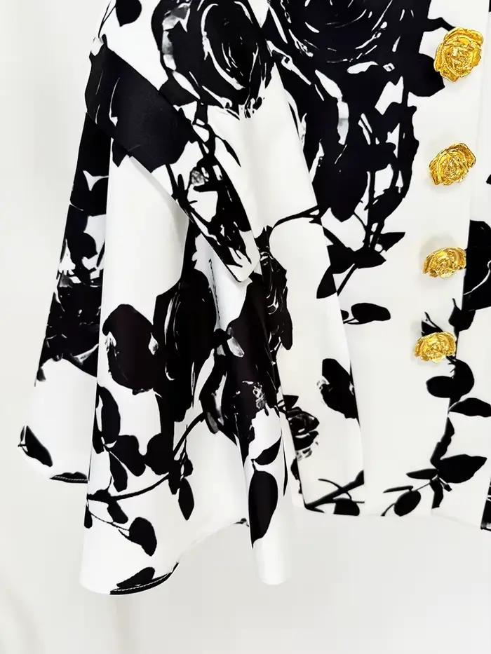 HIGH STREET Nouveauté 2026 Mini-jupe florale imprimée pour femme, style défilé de créateur, avec bou