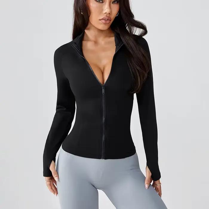 Vêtements de yoga pour femmes en automne veste à glissière haut de sport mince vêtements d'extérieur