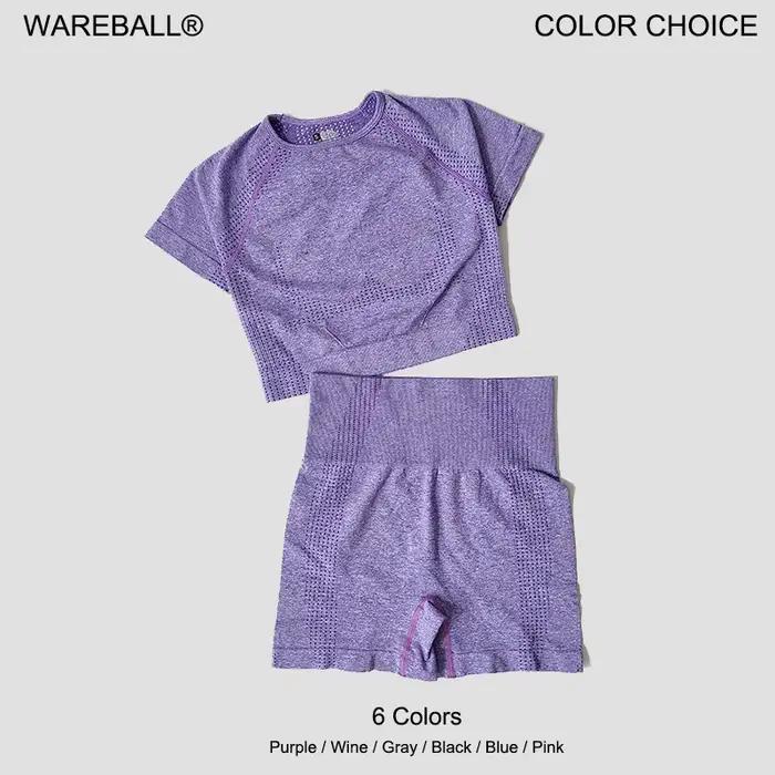 Ensemble de Yoga sans couture pour femmes, haut court, chemise à manches courtes, Short de Fitness, 
