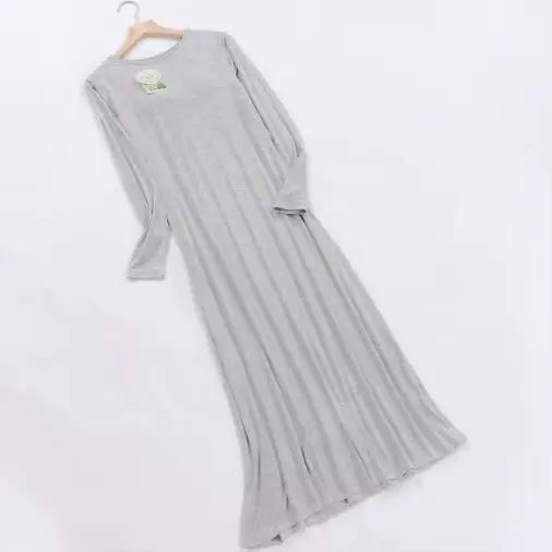 Chemise de nuit longue en coton modal pour femmes, chemise de nuit femme, soutien-gorge rembourré, c