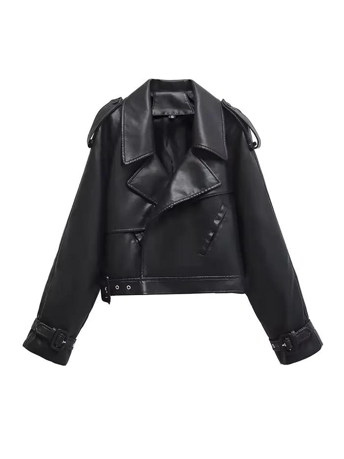 BBWM Faux cuir Bomber vestes pour femme veste mode recadrée femme Streetwear vêtements d'extérieur à
