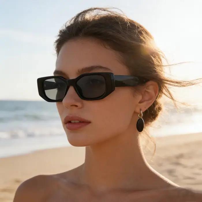 Lunettes de soleil de mode Ruiao 2026, nouveau modèle noir classique rétro de marque, monture épaiss