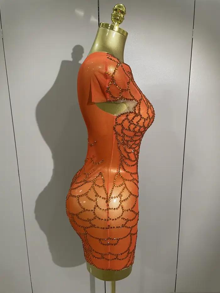 STOCK femmes brillant strass Sexy une épaule culture robe anniversaire célébrer fête robe de soirée 