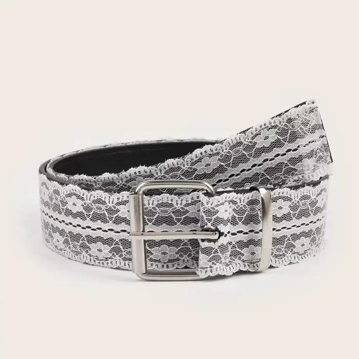 Belle ceinture de taille en dentelle florale blanche ; Accent de mode réglable assorti pour les femm