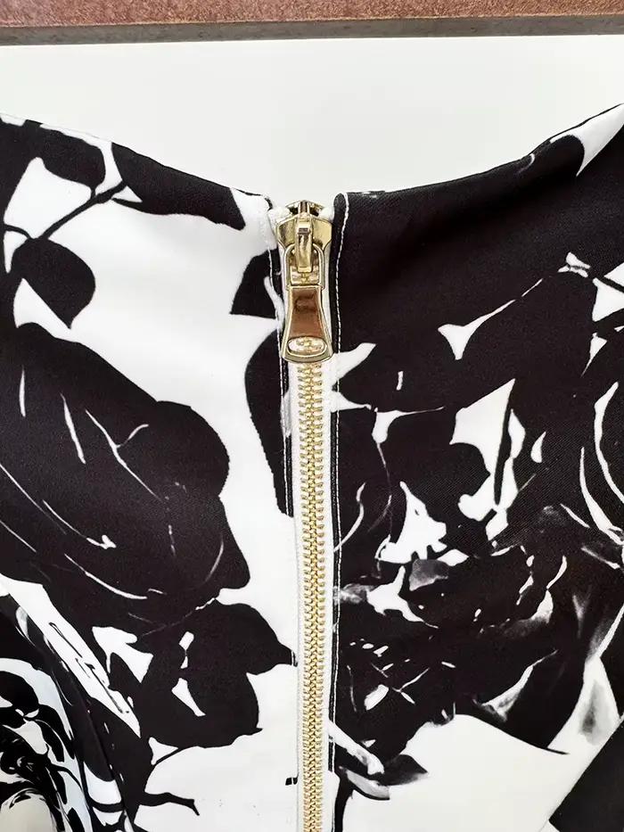 HIGH STREET Nouveauté 2026 Mini-jupe florale imprimée pour femme, style défilé de créateur, avec bou