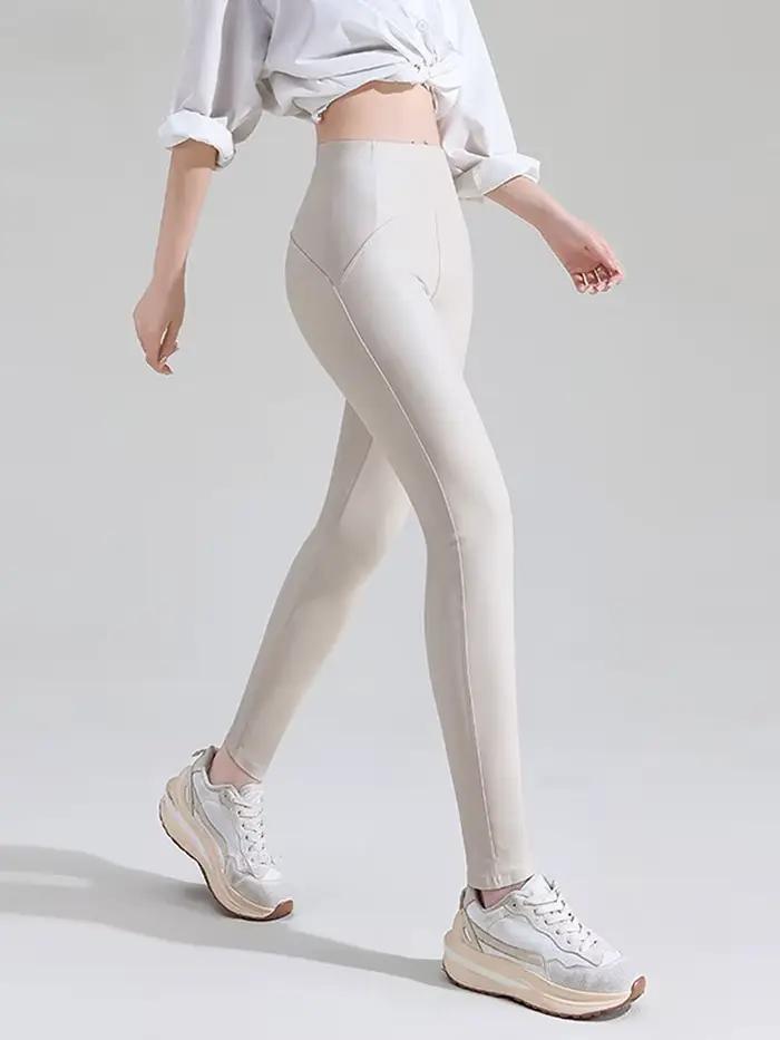 Pantalon chaud en cuir PU pour femme, taille haute, polaire, Fuax, Leggings serrés, Sexy, coupe-vent
