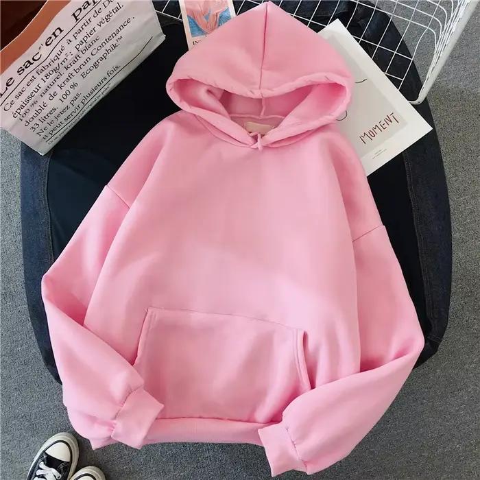 Sweat à capuche solide pour femmes, décontracté, confortable, extensible, poches amples, vêtements c