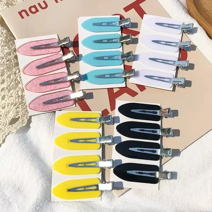 Pinces à cheveux sans couture, 4 pièces/ensemble, Barrette à frange latérale, maquillage, lavage du 
