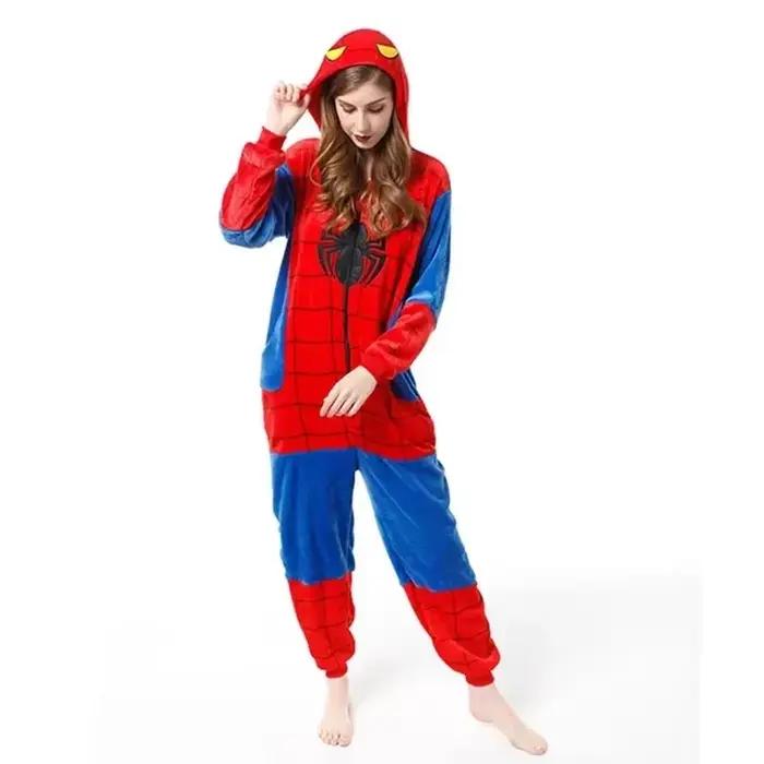 Ensemble de pyjama rouge araignée pour enfants, vêtements de nuit Kigurumi à capuche, glouton, cospl