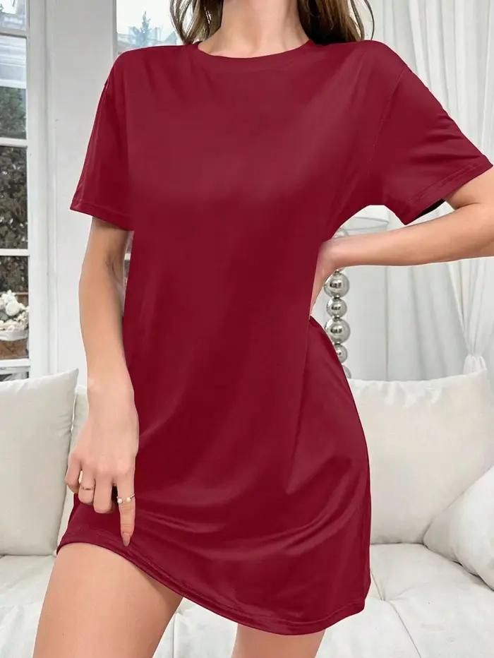 Pyjama simple et élégant pour femmes, idéal pour la maison, jupe respirante mi-longue, robe courte