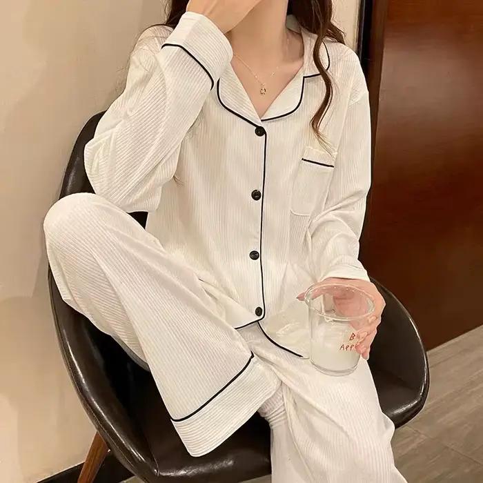 Nouveautés printemps/automne: pyjamas à la mode minimaliste pour femmes, manches longues, vêtements 