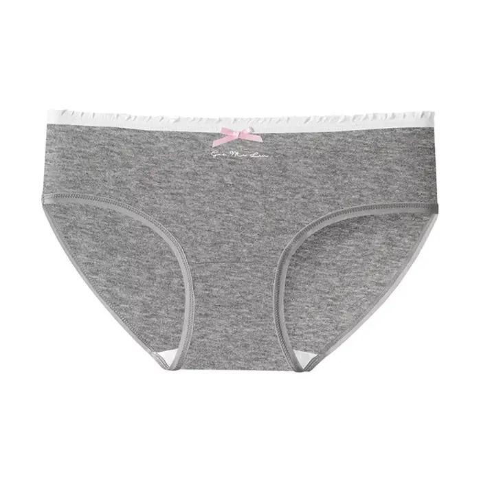 Culottes en coton taille moyenne avec nœud et lettres, sous-vêtements simples pour femmes, confortab