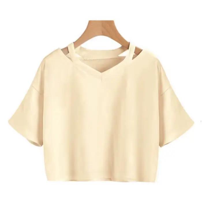 Crop tops Y2k pour femmes, t-shirt court à manches courtes à col en V avec imprimé graphique, t-shir