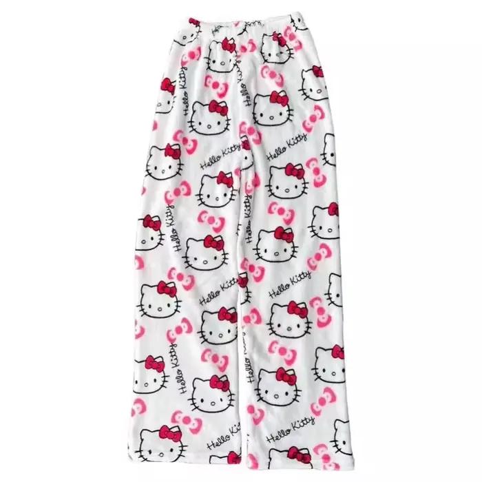 Pantalon de pyjama Hello Kitty Y2K Anime pour femme, pantalon de pyjama dessin animé pour couple, vê