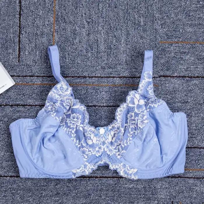 Soutien-gorge minimiseur à armatures non rembourré pour femme, lingerie florale en dentelle, couvert