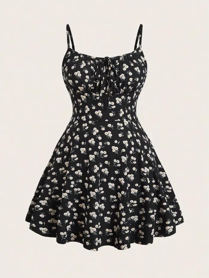 Robe camisole florale élégante, sans manches, à fines bretelles, nouvelle mode