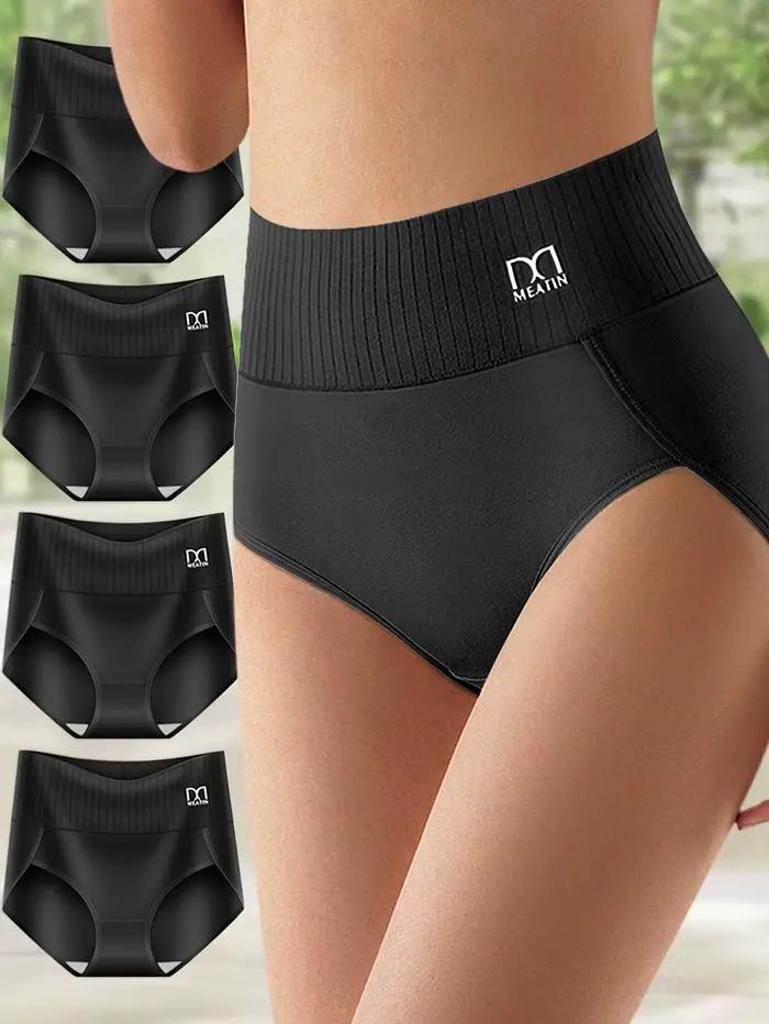4 pièces taille haute ventre Tuck culotte femme ventre Tuck confortable coton doux pour la peau resp