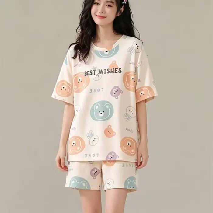 Pyjama pour femmes, ensemble deux pièces décontracté, mignon et confortable, vêtements de nuit, vête