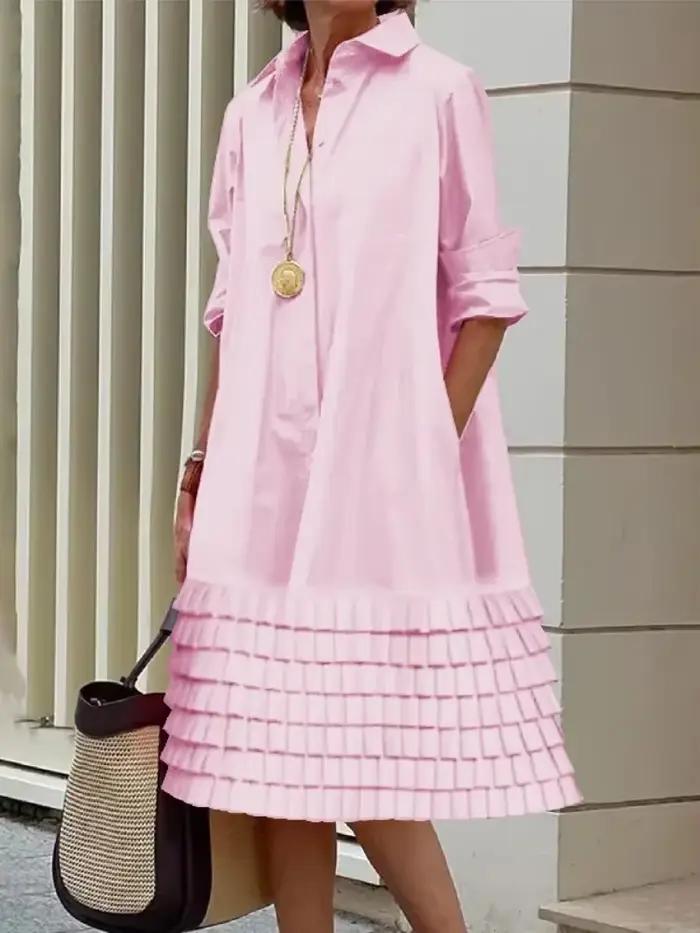 Uoozee femme élégant multicouche revers chemises robe 2024 nouveau printemps manches longues urbain 