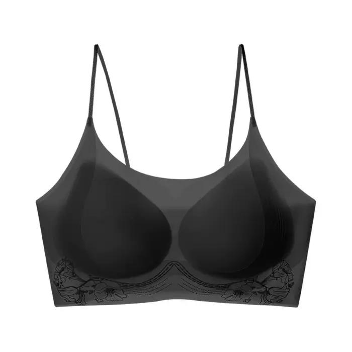 Soutien-gorge sans fil en soie glacée à motif camélia, ajusté, antichoc, fin, sans couture, invisibl