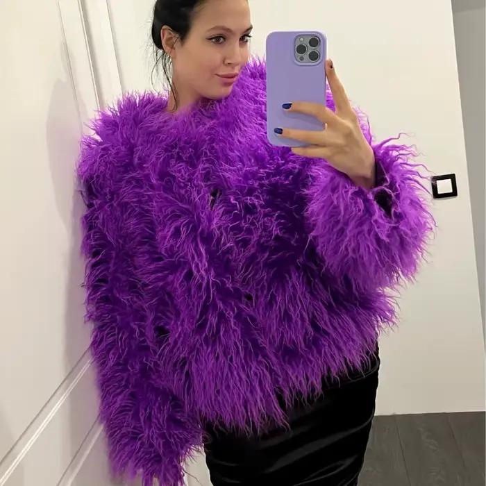 Manteau en fausse fourrure pour femme, veste courte moelleuse de haute qualité, automne-hiver 2023