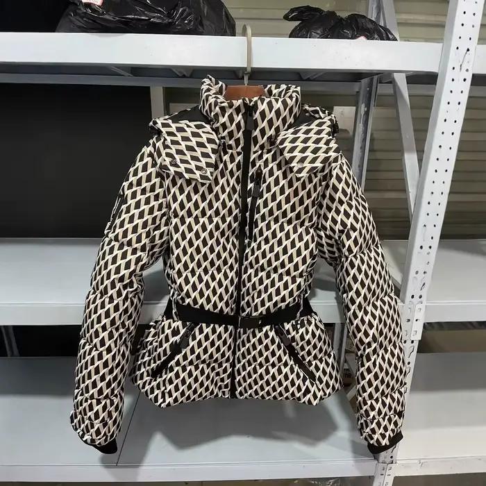 Ensemble de ski deux pièces pour femme, Parka de Sport rembourrée, taille haute, avec ceinture, poch